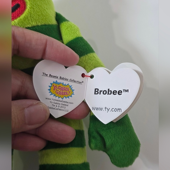 Ty Green and Red Striped Stuffed Animal - Picture 3 of 5